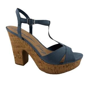 American Rag Jamie‎ T-Strap Blue Platform Dress Sandals, Sz. 10 M NWB